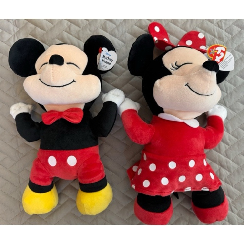 Disney Mickey and Minnie Plush Toys - Black, Red, Yellow